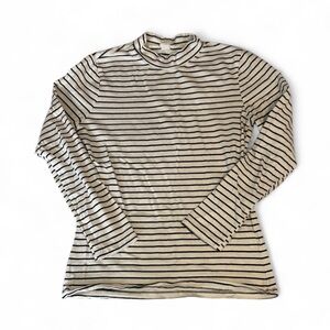 Black & White Mock Neck Top (Size Small)
